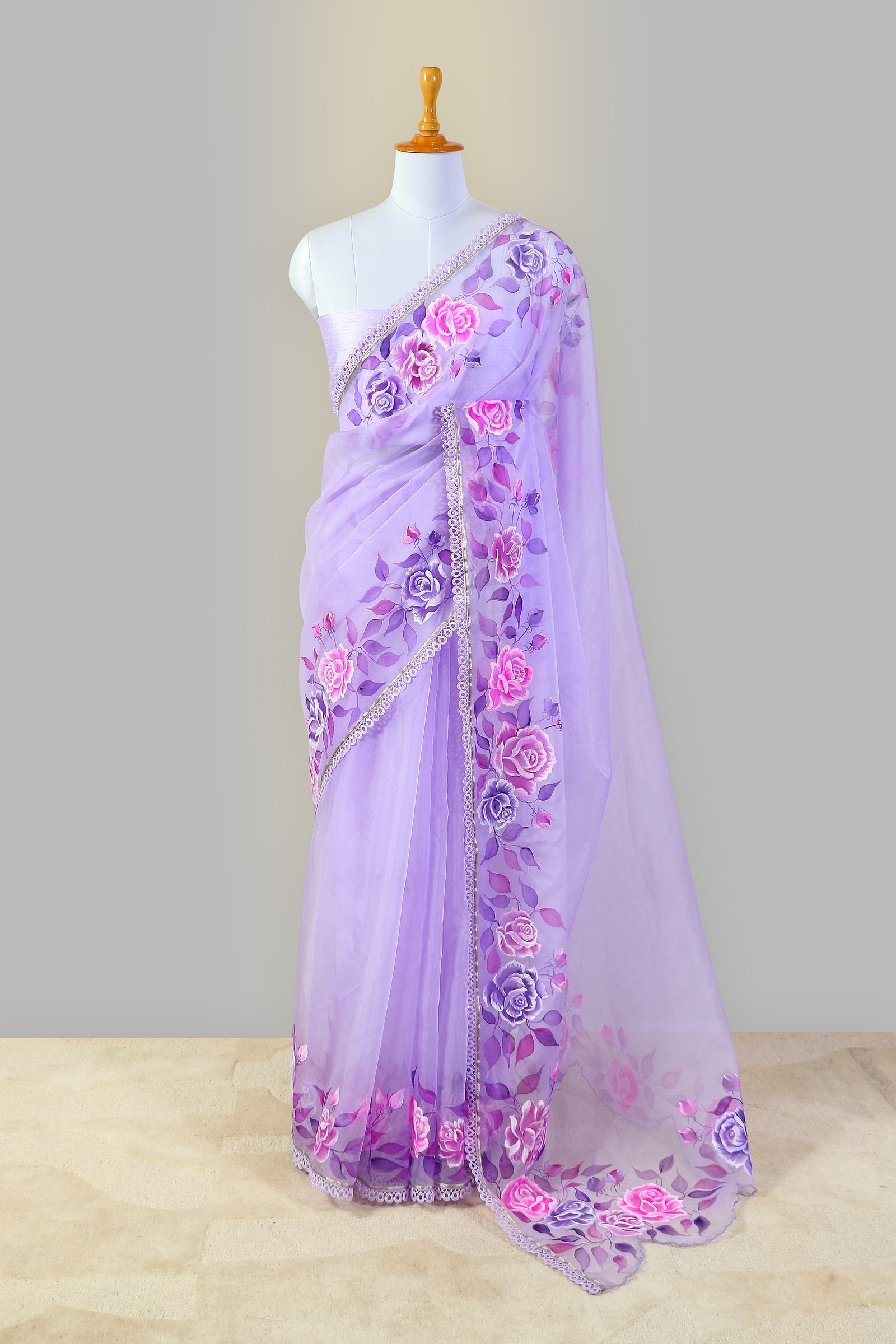 Gulab – Purple Roses Organza Saree