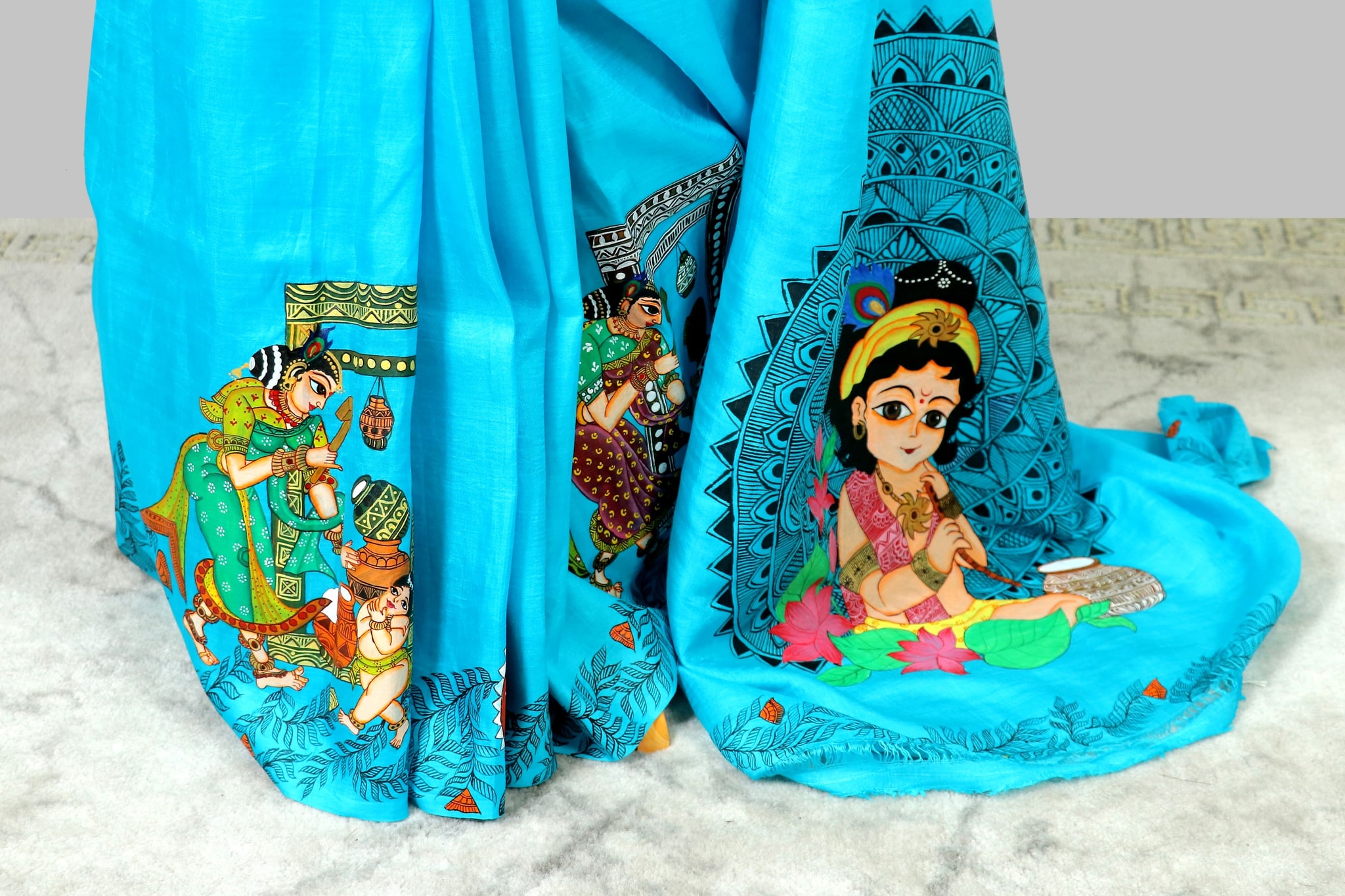 Phad – Royal Blue Silk with Miniature & Cutwork