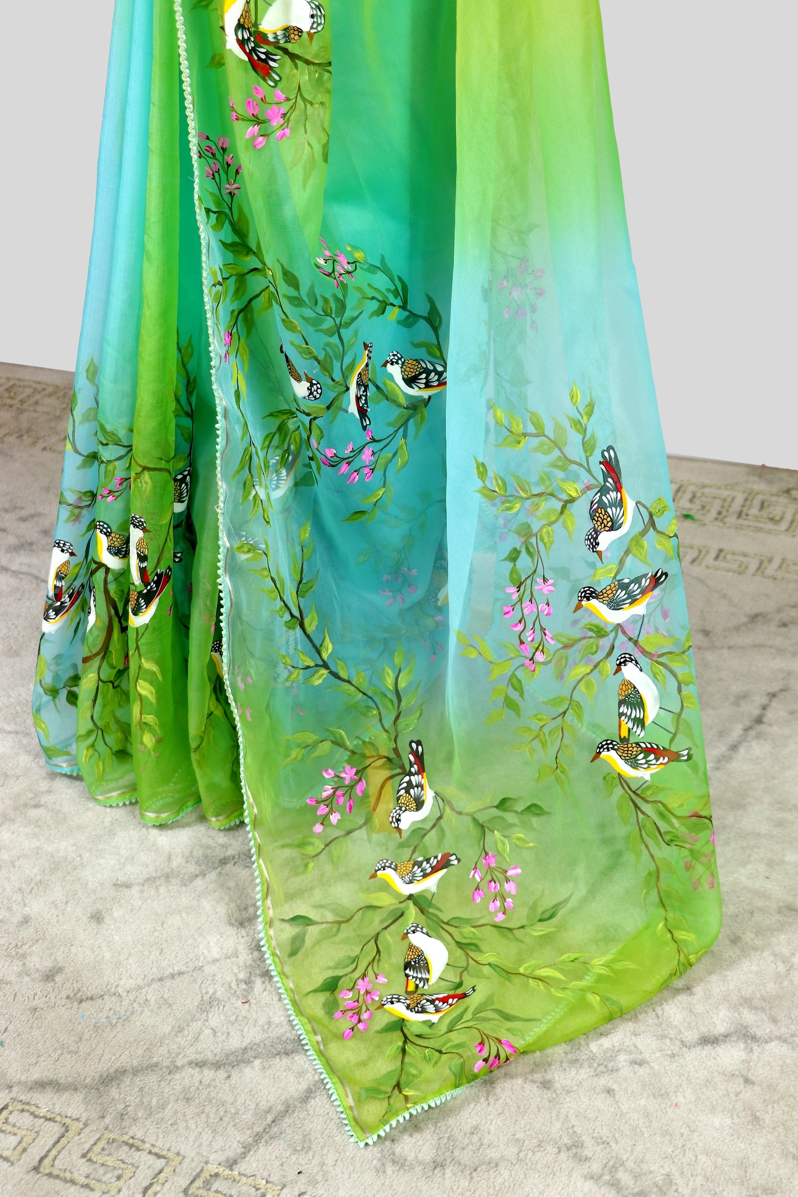 Chiraiyya – Nature Theme Organza Saree - alternate view